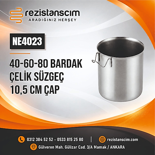 40-60-80 BARDAK ÇAY MAKİNESİ ÇELİK SÜZGEÇ - 10,5 CM ÇAP