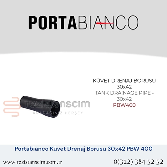 Portabianco Bulaşık Makinesi KÜVET DRENAJ BORUSU  30x42  TANK DRAINAGE PIPE  30x42  PBW400