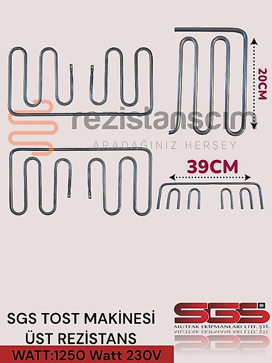 Sgs Tost Makinesi Üst Rezistans 1.250 Watt 230 Volt