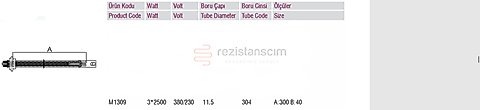 2” Somunlu Üç Elemanlı Rezistans 3x2500Watt