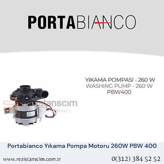 Portabianco Bulaşık Makinesi  YIKAMA POMPASI - 260 W  WASHING PUMP - 260 W  PBW400
