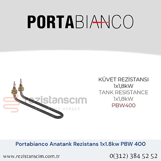 Portabianco Bulaşık Makinesi  KÜVET REZİSTANSI  1x1,8kW  TANK RESISTANCE  1x1,8kW  PBW400