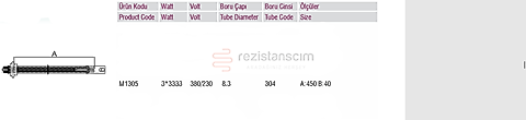 2” Somunlu Üç Elemanlı Rezistans 3x3333Watt  (TERM.ÇUBUKLU)
