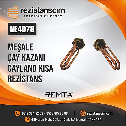 Meşale (Çayland Model) Bakır Kısa 2000 Watt Rezistans İNCE Diş