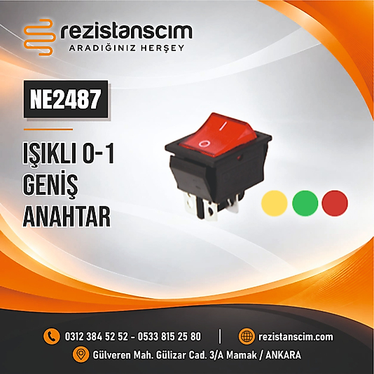 Geniş Işıklı Anahtar Dİfaze Anahtar (Sarı Kırmızı Yeşil)