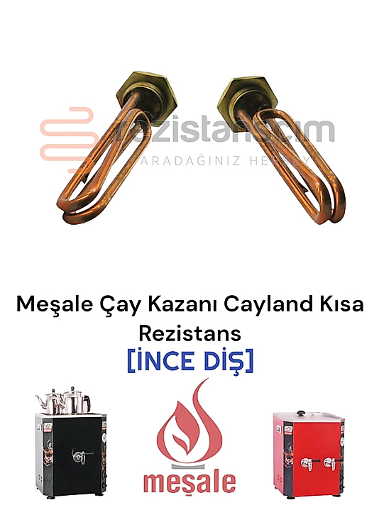 Meşale (Çayland Model) Bakır Kısa 2000 Watt Rezistans İNCE Diş