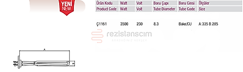 Espresso Kahve Makinesi Rezistans 3500 Watt L33,5cm
