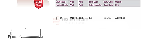 Espresso Kahve Makinesi Rezistans 2*2000 Watt L29cm