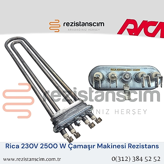 Rica 230v 2500 Watt Çamaşır Makinesi Flanşlı Rezistans 29 Cm