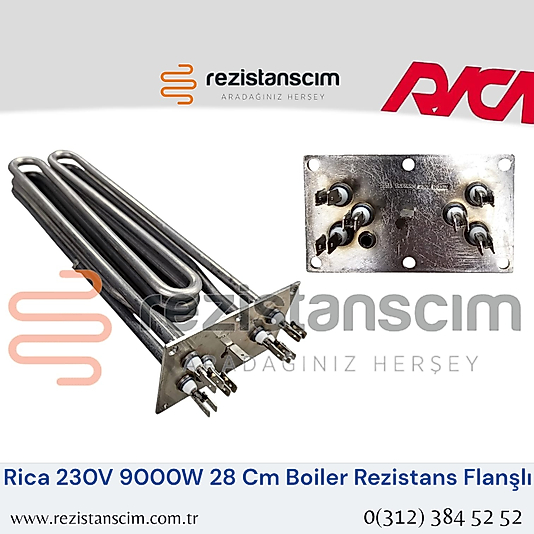 Rica 230v 9000 Watt 28 Cm Fırın Boiler Rezistans Flanşlı