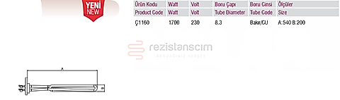 Espresso Kahve Makinesi Rezistans 1700 Watt L54 cm