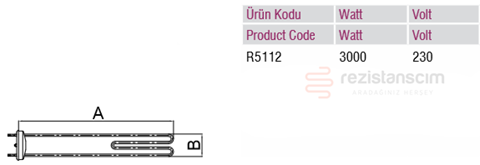 Öztiryakiler Bulaşık Makinesi Anatank Rezistans 3000 Watt L:32cm (DÜZ)