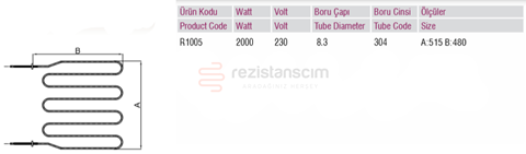 Endüstriyel Fırın Rezistans 2KW