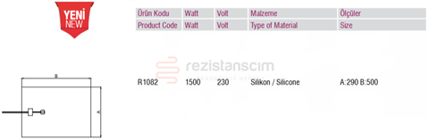 Silikon Rezistans(Yapışkanlı,Emniyet Termostatlı)Benmari 30x50 1,500 Watt