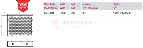 Özel Döner Ocağı Rezistansı 1900Watt L:20CM