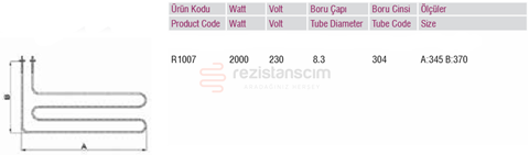 Küçük Standart Benmari Rezistans 2000Watt  220V