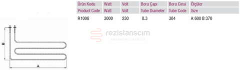 Büyük Standart Benmari Rezistans 3000Watt 220V