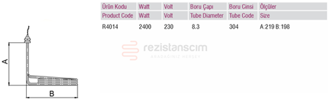 Empero Fritöz Rezistans L:22 * 19,8cm 2400Watt