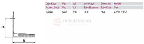 Endüstriyel Mutfak Fritöz Rezistans 250*209mm 2400Watt