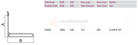 Endüstriyel Mutfak Fritöz Rezistans 239*197mm 3500Watt