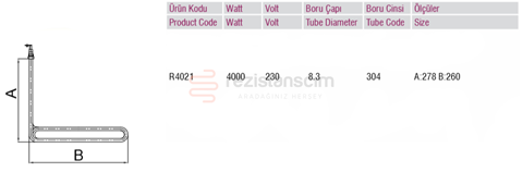 Endüstriyel Mutfak Fritöz Rezistans 278*260mm 4000Watt