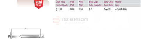 Espresso Kahve Makinesi Rezistans 1700 Watt L54 cm