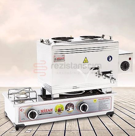 Mizan 25 Lik Kaynaklı 304 Kahveci Ocaklı Doğalgazlı + Elektrikli 20 Lt Çay Kazanı Makinesi